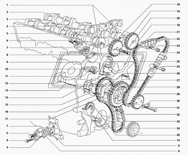 406.1006097-20 Болт С/И М8х47х1,25 Р=10 под шестигранник 7 , успокоителя цепи длин.(дв.ЗМЗ-406,405,514) ЭТНА